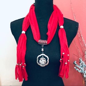 NWT Rose Pendant Scarf Red - great gift!